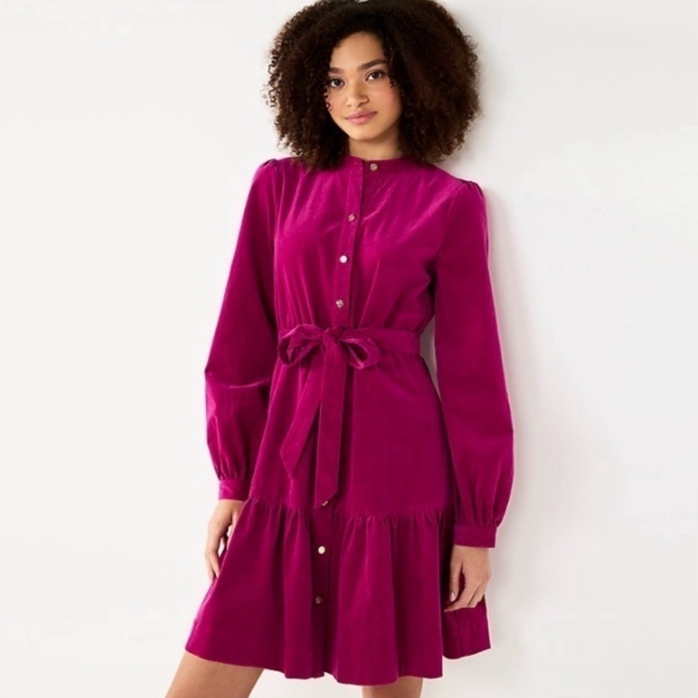 DraperJames Magenta Button-Down Corduroy Dress XL